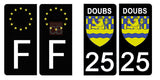 25 DOUBS - License plate stickers, available for CAR and MOTORCYCLE