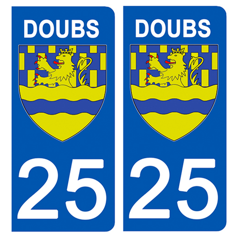 25 DOUBS - Stickers pour plaque d'immatriculation, disponible pour AUTO et MOTO