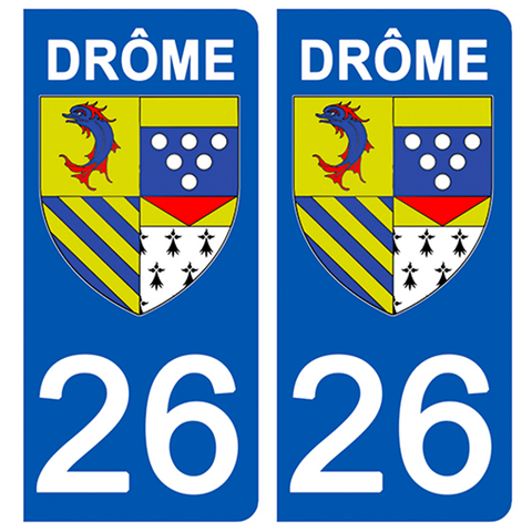 26 DRÔME - Stickers pour plaque d'immatriculation, disponible pour AUTO et MOTO