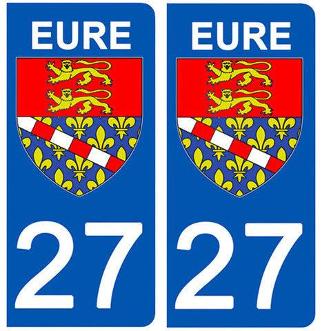 27 EURE - Stickers pour plaque d'immatriculation, disponible pour AUTO et MOTO