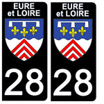 28 EURE et LOIRE - Stickers pour plaque d'immatriculation, disponible pour AUTO et MOTO