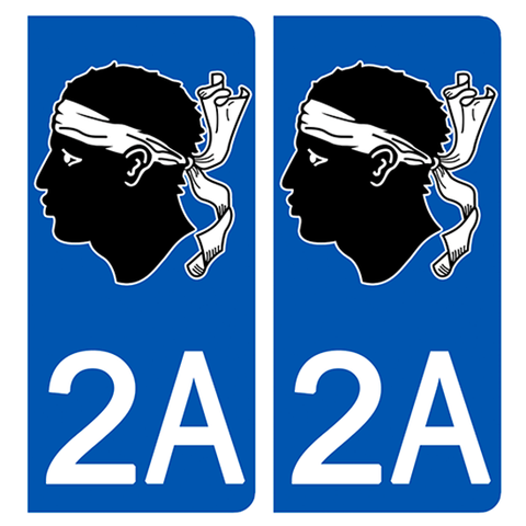 2A CORSE - Stickers pour plaque d'immatriculation, disponible pour AUTO et MOTO