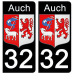 32 GERS AUCH - Stickers pour plaque d'immatriculation, disponible pour AUTO et MOTO