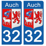 32 GERS AUCH - License plate stickers, available for CAR and MOTORCYCLE