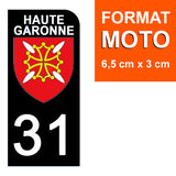 31 HAUTE GARONNE - Stickers pour plaque d'immatriculation, disponible pour AUTO et MOTO