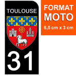 31 TOULOUSE, HAUTE GARONNE - Stickers pour plaque d'immatriculation, disponible pour AUTO et MOTO