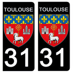 31 TOULOUSE, HAUTE GARONNE - Stickers pour plaque d'immatriculation, disponible pour AUTO et MOTO