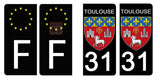 31 TOULOUSE, HAUTE GARONNE - Stickers for license plates, available for CAR and MOTORCYCLE