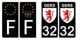 32 GERS - Stickers pour plaque d'immatriculation, disponible pour AUTO et MOTO