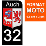 32 GERS AUCH - Stickers pour plaque d'immatriculation, disponible pour AUTO et MOTO