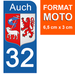 32 GERS AUCH - Stickers pour plaque d'immatriculation, disponible pour AUTO et MOTO