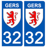 32 GERS - Stickers pour plaque d'immatriculation, disponible pour AUTO et MOTO