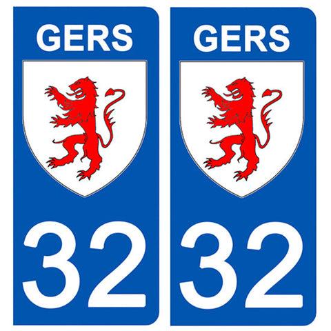 32 GERS - Stickers pour plaque d'immatriculation, disponible pour AUTO et MOTO