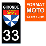 33 GIRONDE - Stickers pour plaque d'immatriculation, disponible pour AUTO et MOTO