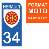 34 HERAULT - License plate stickers, available for CAR and MOTORCYCLE