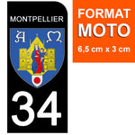 34 MONTPELLIER, HERAULT - Stickers pour plaque d'immatriculation, disponible pour AUTO et MOTO