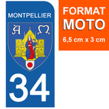 34 MONTPELLIER, HERAULT - Stickers for license plates, available for CAR and MOTORCYCLE