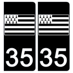 35 ILLE ET VILAINE, Gwen-ha-Du - Stickers pour plaque d'immatriculation, disponible pour AUTO et MOTO