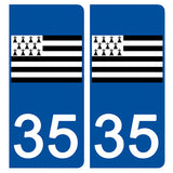 35 ILLE ET VILAINE, Gwen-ha-Du - Stickers pour plaque d'immatriculation, disponible pour AUTO et MOTO