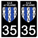 35 ILLE ET VILAINE - Stickers pour plaque d'immatriculation, disponible pour AUTO et MOTO