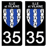 35 ILLE ET VILAINE - Stickers pour plaque d'immatriculation, disponible pour AUTO et MOTO