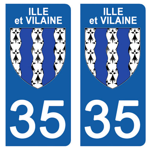 35 ILLE ET VILAINE - Stickers pour plaque d'immatriculation, disponible pour AUTO et MOTO