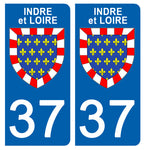 37 INDRE and LOIRE - Stickers for license plates, available for CAR and MOTORCYCLE