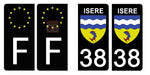 38 ISERE - Stickers pour plaque d'immatriculation, disponible pour AUTO et MOTO