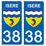 38 ISERE - Stickers pour plaque d'immatriculation, disponible pour AUTO et MOTO