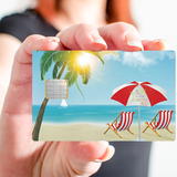 Deckchair at the beach - sticker for bank card, US format