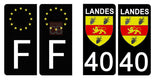 40 LANDES - Stickers for license plates, available for CAR and MOTORCYCLE