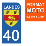 40 LANDES - Stickers for license plates, available for CAR and MOTORCYCLE