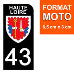 43 HAUTE LOIRE - Stickers for license plates, available for CAR and MOTORCYCLE