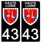 43 HAUTE LOIRE - Stickers pour plaque d'immatriculation, disponible pour AUTO et MOTO