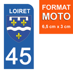 45 LOIRET - Stickers pour plaque d'immatriculation, disponible pour AUTO et MOTO