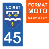 45 LOIRET - Stickers for license plates, available for CAR and MOTORCYCLE