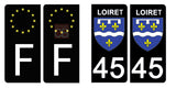 45 LOIRET - Stickers pour plaque d'immatriculation, disponible pour AUTO et MOTO