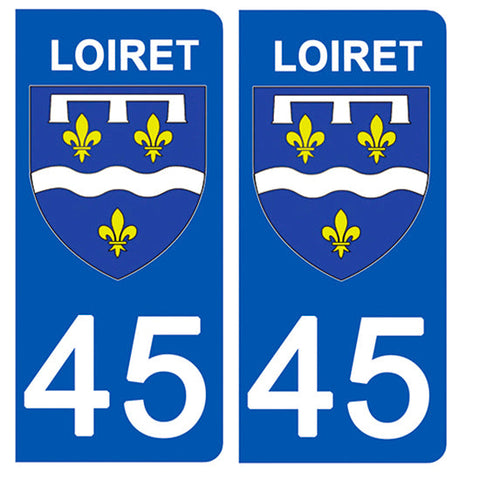 45 LOIRET - Stickers pour plaque d'immatriculation, disponible pour AUTO et MOTO