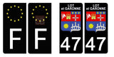 47 LOT et GARONNE - Stickers pour plaque d'immatriculation, disponible pour AUTO et MOTO