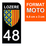 48 LOZERE - License plate stickers, available for CAR and MOTORCYCLE