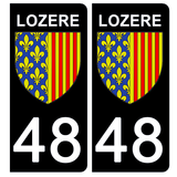 48 LOZERE - Stickers pour plaque d'immatriculation, disponible pour AUTO et MOTO