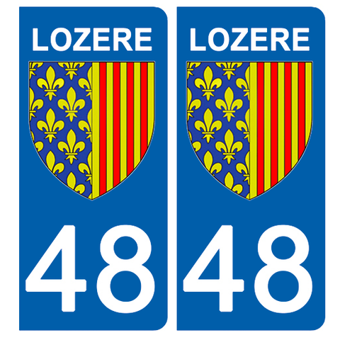 48 LOZERE - Stickers pour plaque d'immatriculation, disponible pour AUTO et MOTO