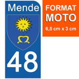 48 LOZERE MENDE - Stickers pour plaque d'immatriculation, disponible pour AUTO et MOTO