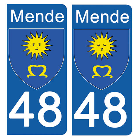 48 LOZERE MENDE - Stickers pour plaque d'immatriculation, disponible pour AUTO et MOTO