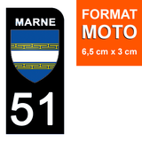 51 MARNE - Stickers pour plaque d'immatriculation, disponible pour AUTO et MOTO