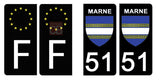 51 MARNE - Stickers pour plaque d'immatriculation, disponible pour AUTO et MOTO