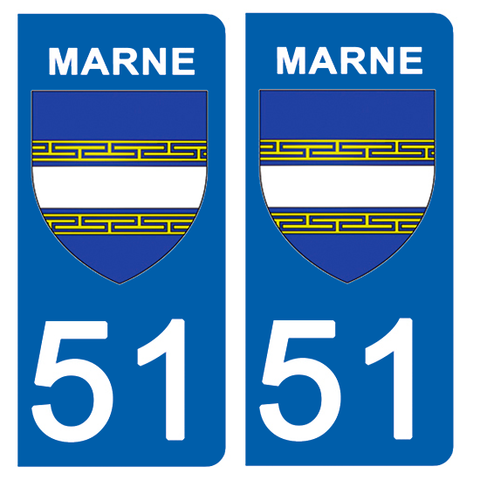 51 MARNE - Stickers for license plates, available for CAR and MOTORCYCLE