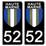 52 HAUTE MARNE - Stickers pour plaque d'immatriculation, disponible pour AUTO et MOTO