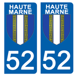 52 HAUTE MARNE - Stickers pour plaque d'immatriculation, disponible pour AUTO et MOTO