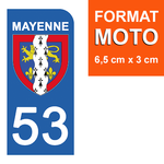 53 MAYENNE - Stickers pour plaque d'immatriculation, disponible pour AUTO et MOTO